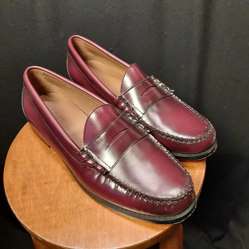 J.Crew Camden Penny Loafers Mens 13 Bordeaux Burgundy Leather BS114